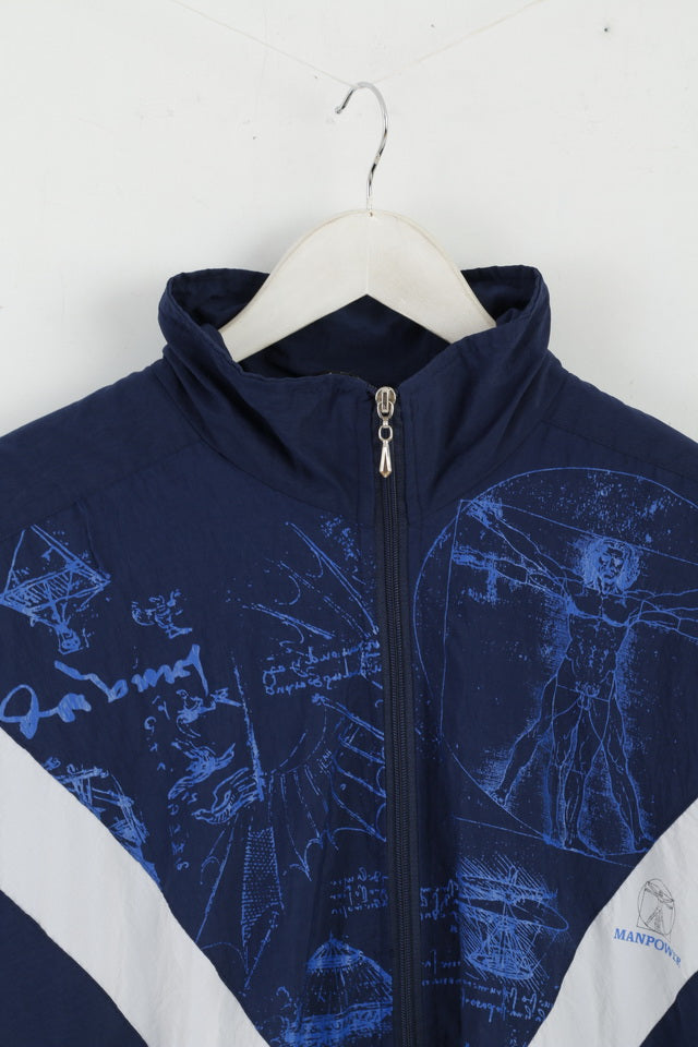 Comfort Men XL Jacket Navy Bomber Nylon Manpower Festival Top