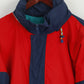 Helly Hansen Men L Jacket Red Navy Nylon Hidden Hood Vintage Sailing Top