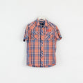 Tom Tompson Mens M Casual Shirt Blue Check Cotton Regular Fit Emroidered Back Top