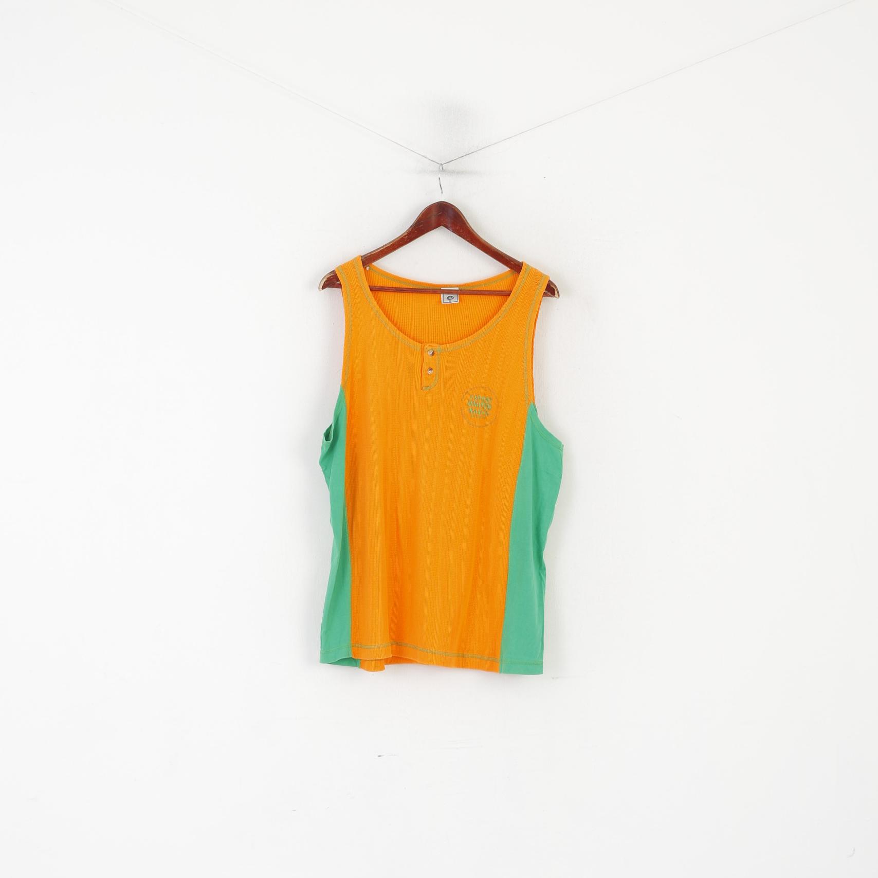 C&amp;A Homme M Chemise Orange Vintage Coton Sport United Basic 90s Débardeur