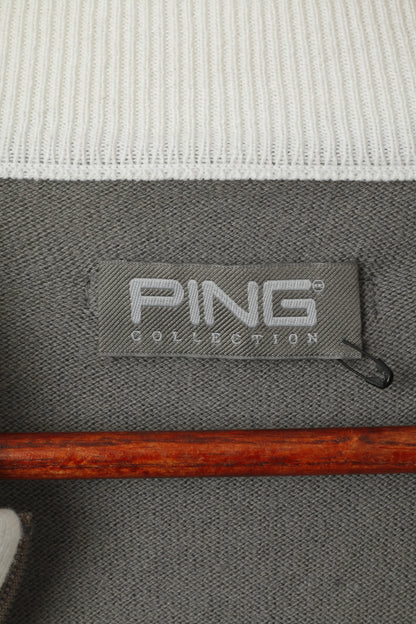 Ping Collection Men M Jumper Cream Cotton Wool Blend Zip Neck Golf Sweater