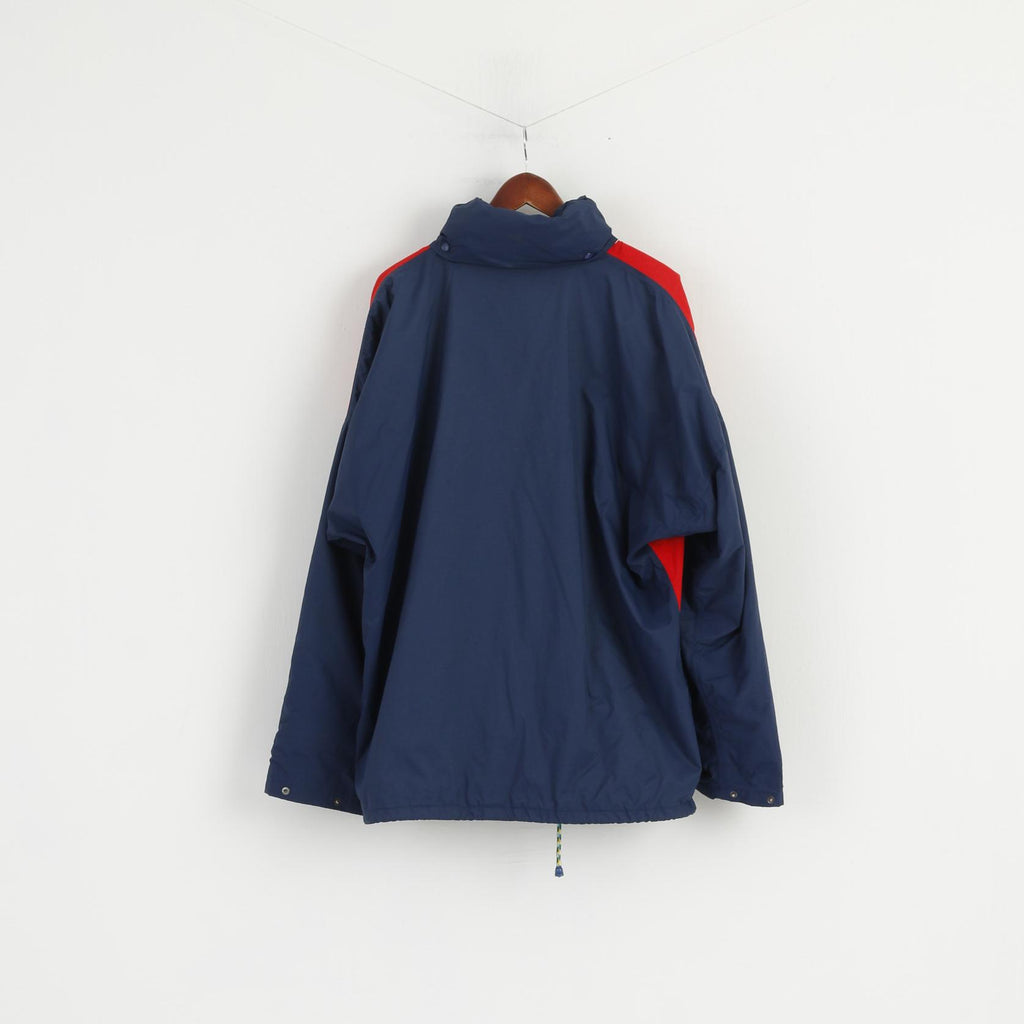 Helly Hansen Men L Jacket Red Navy Nylon Hidden Hood Vintage Sailing Top