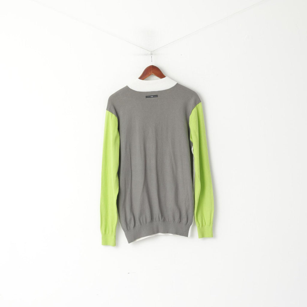 Maglione da golf da uomo della collezione Ping M maglione color crema in misto cotone e lana con zip