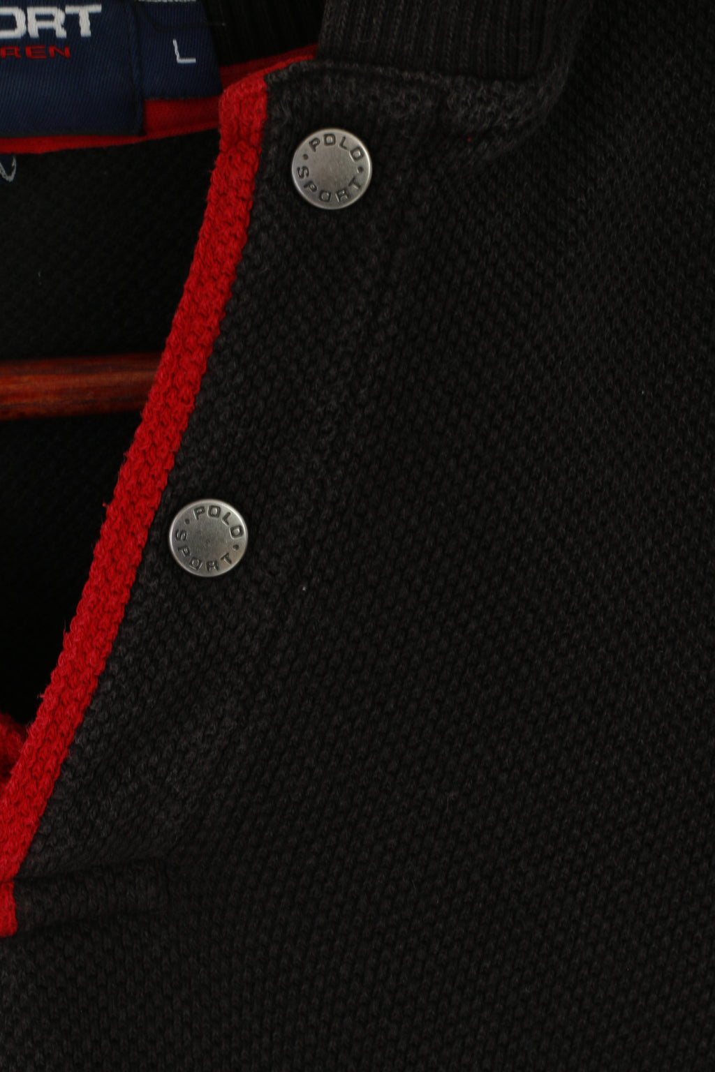 Polo Sport Ralph Lauren Men L Polo Shirt Black Cotton Vintage Stretch Classic Top