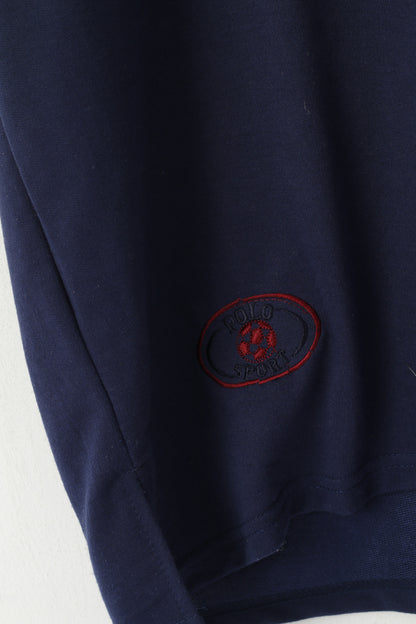 Polo Sports Men XXL Polo Shirt Navy Vintage Football Short Sleeve Retro Top