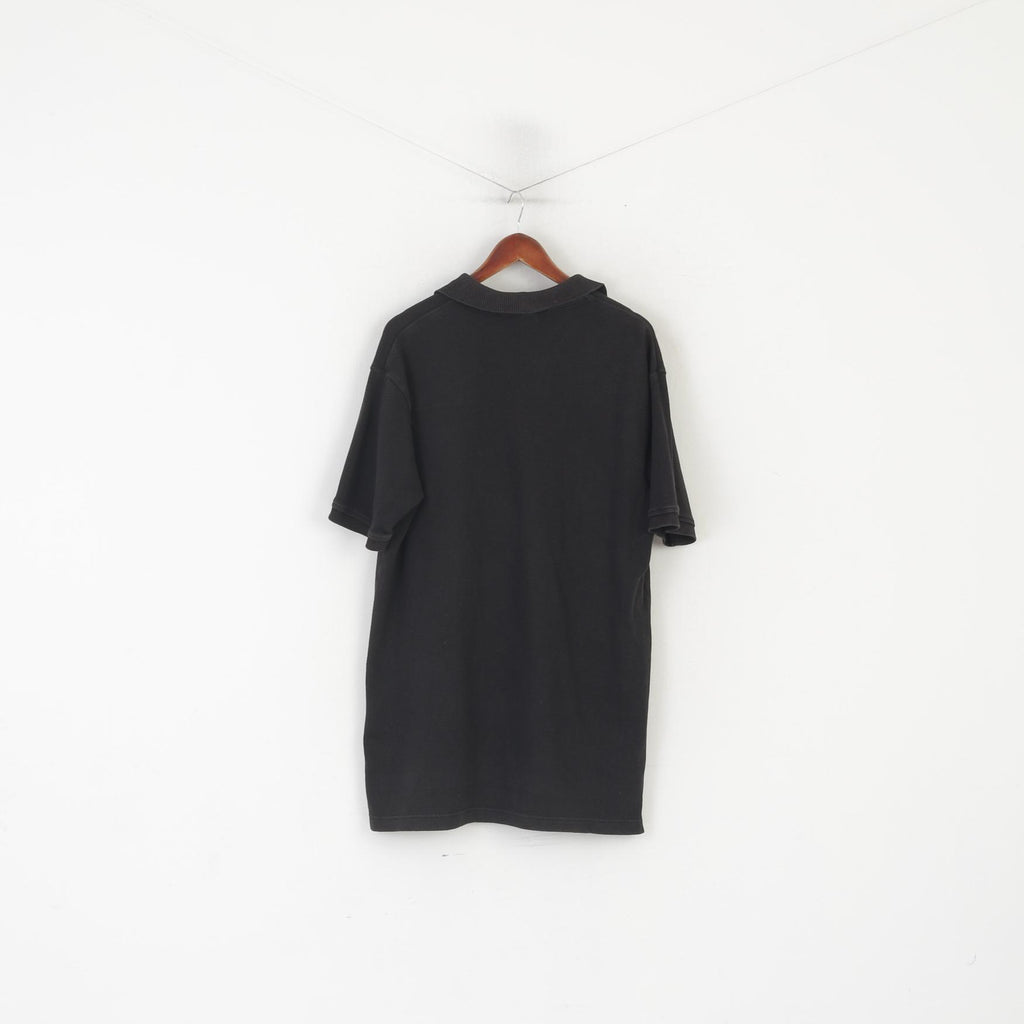 Polo Sport Ralph Lauren Men L Polo Shirt Black Cotton Vintage Stretch Classic Top