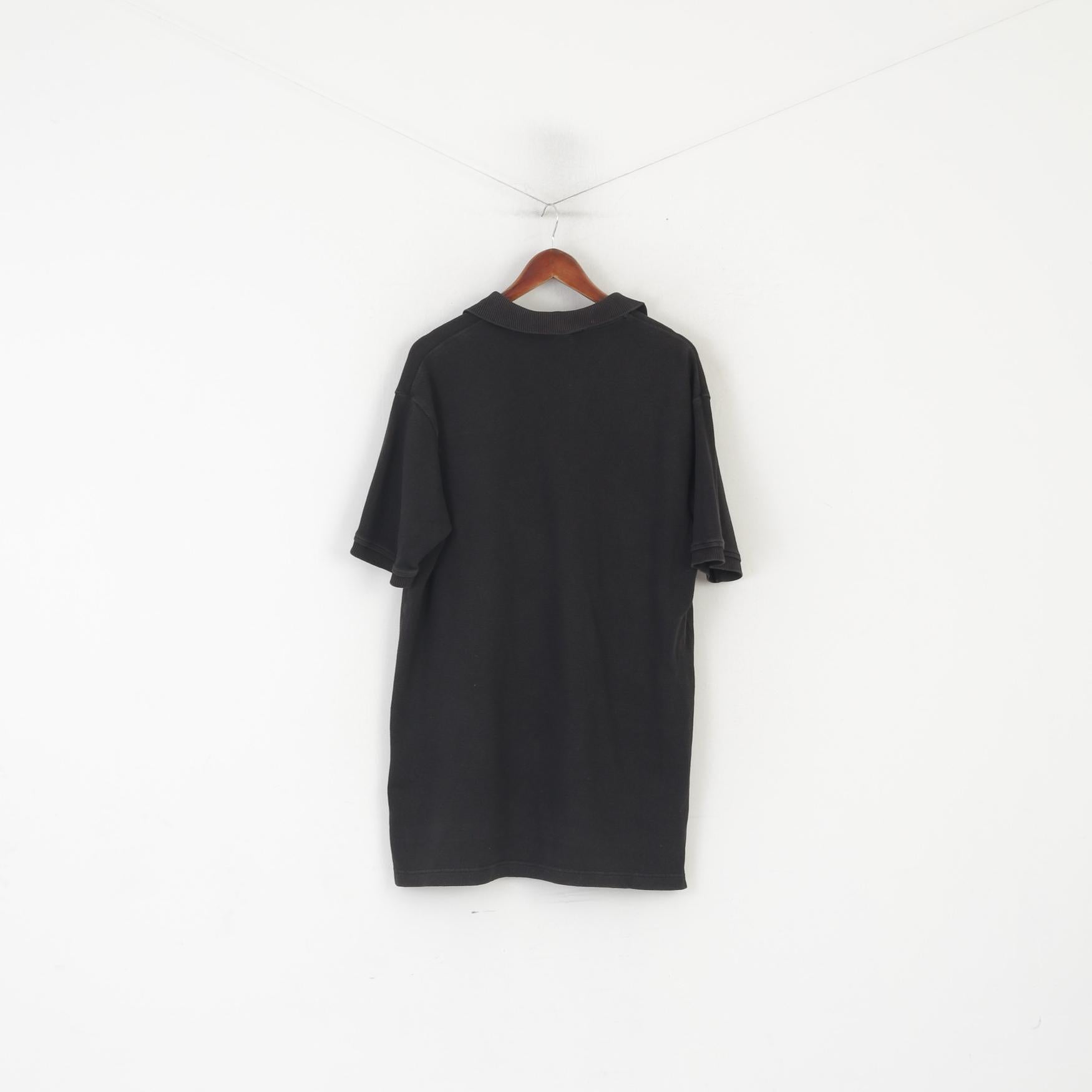 Polo Sport Ralph Lauren Men L Polo Shirt Black Cotton Vintage Stretch Classic Top