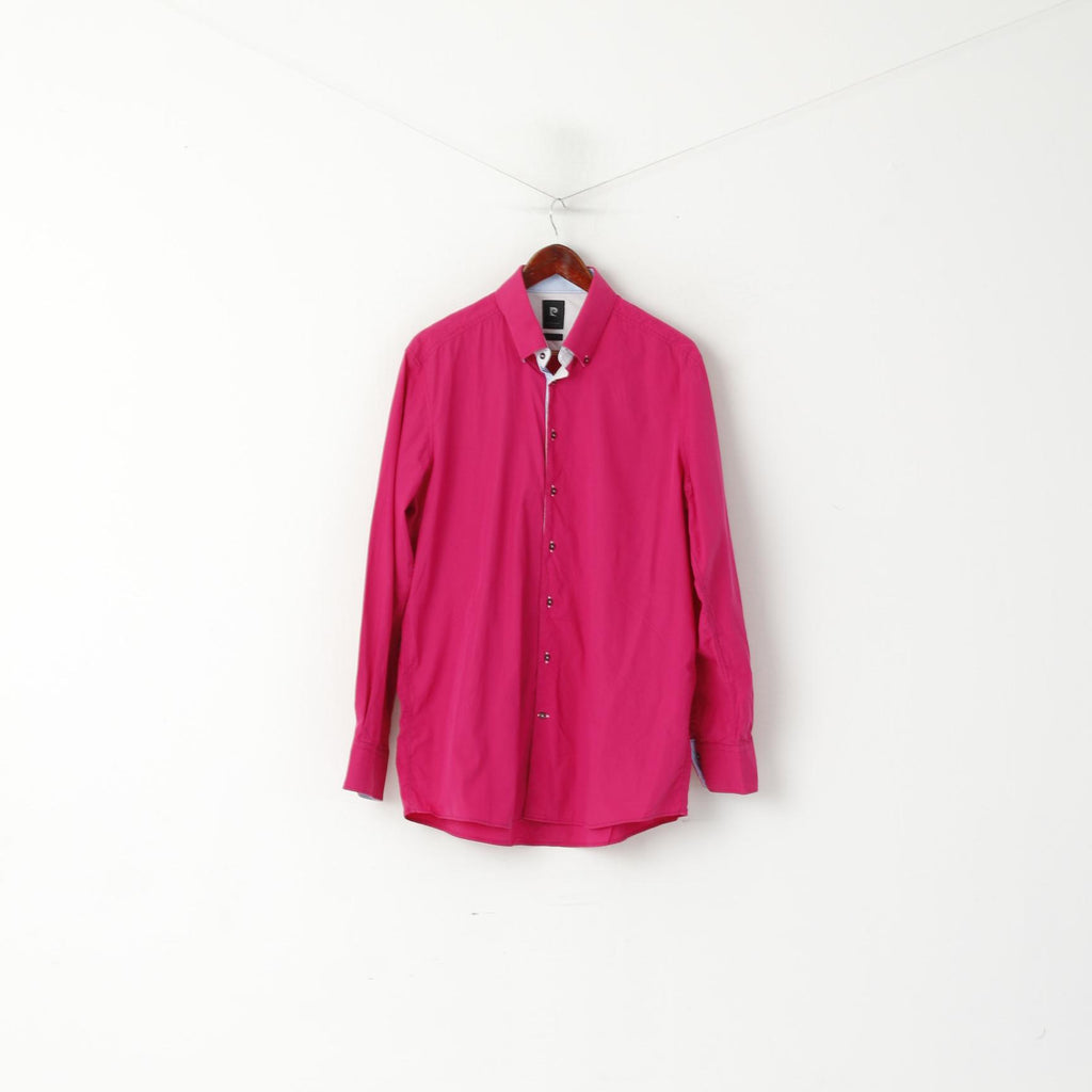 Pierre Cardin Chemise décontractée XL en coton amarante pour homme, coupe intelligente, col boutonné