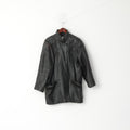 Akaso Femmes M Veste En Cuir Noir Vintage Sholuder Pads Haut À Manches Raglan