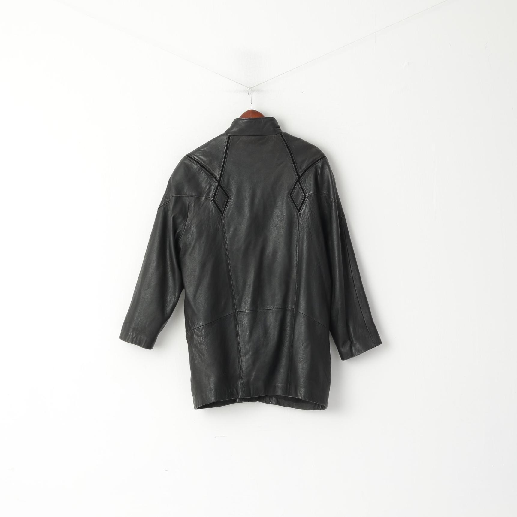 Giacca Akaso da donna M. Top con maniche raglan e imbottiture vintage in pelle nera