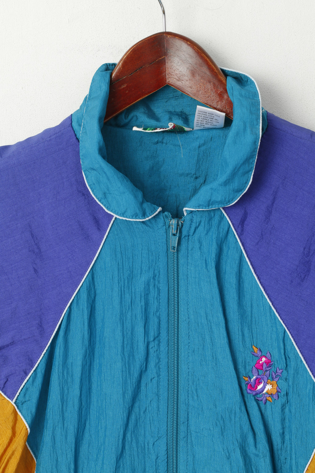 Bold Spirit Veste rétro pour femme en nylon vert brillant avec fermeture éclair et haut old school