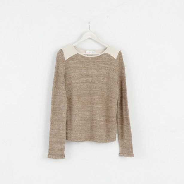 John Baner Pull à col rond en coton mélangé beige pour femme 40/42 M