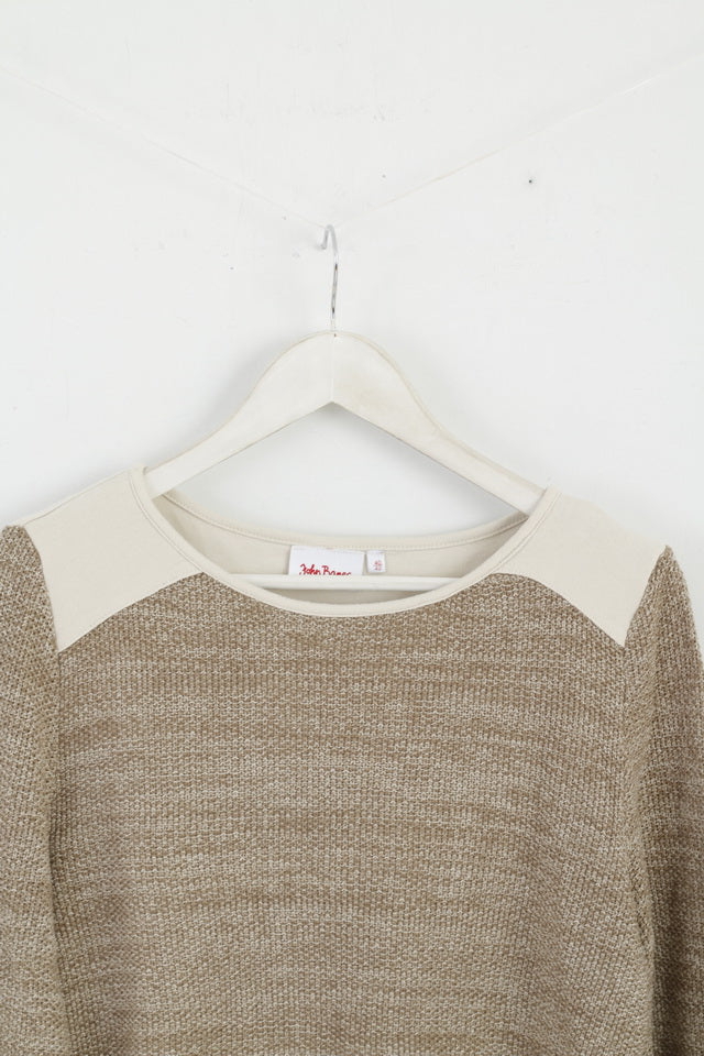 John Baner Pull à col rond en coton mélangé beige pour femme 40/42 M