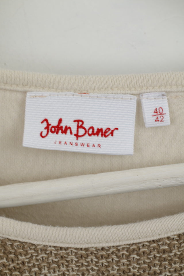 John Baner Womens 40/42 M Jumper Beige Cotton Blend Crew Neck Sweater