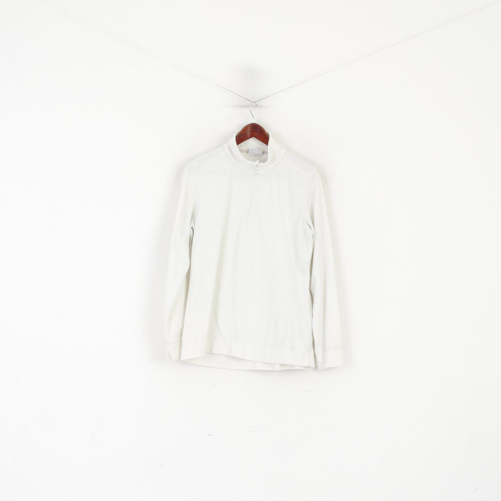 Champion Women XL Fleece Top Cream Vintage Outdoor Zip Neck Sweatshirt