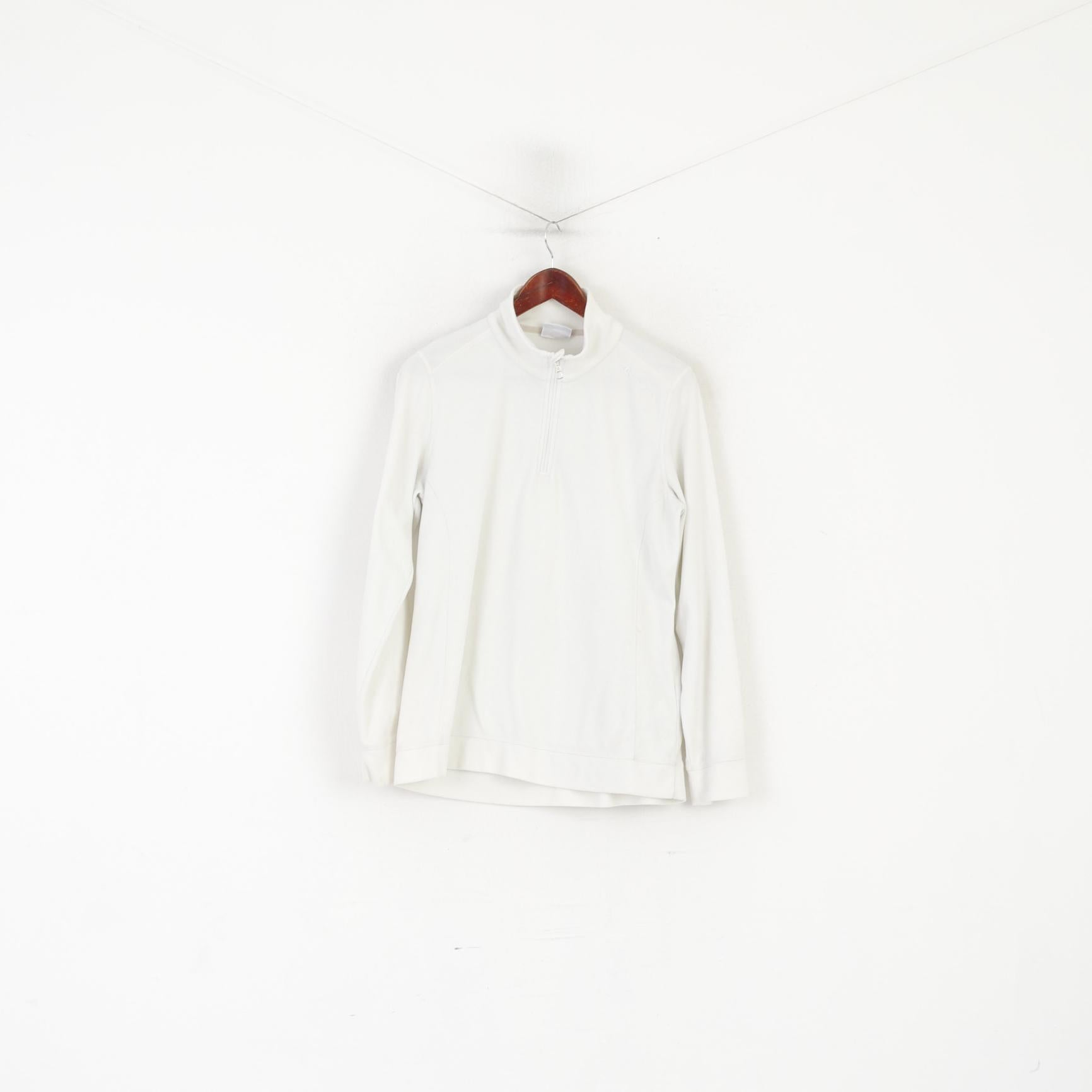 Champion Women XL Fleece Top Cream Vintage Outdoor Zip Neck Sweatshirt
