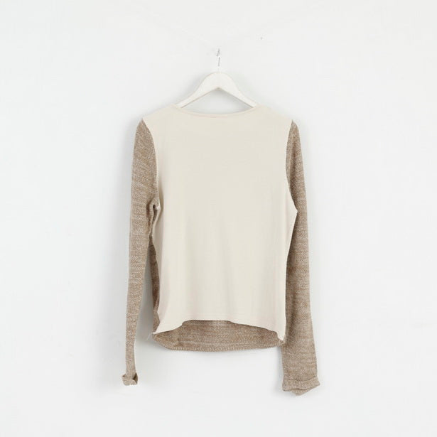 John Baner Pull à col rond en coton mélangé beige pour femme 40/42 M
