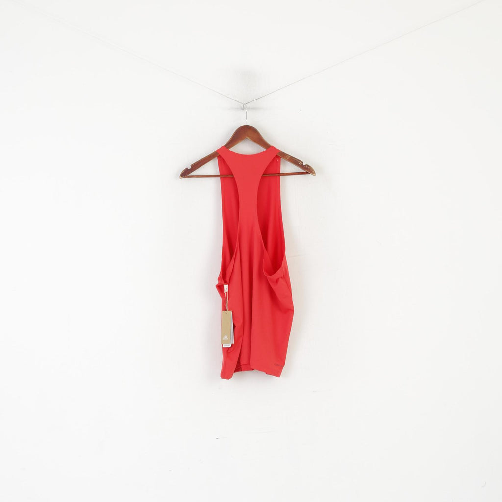 New Adidas Aeroready Women L 16-18 Shirt Red Tech Bos Motion Sport Tank Top