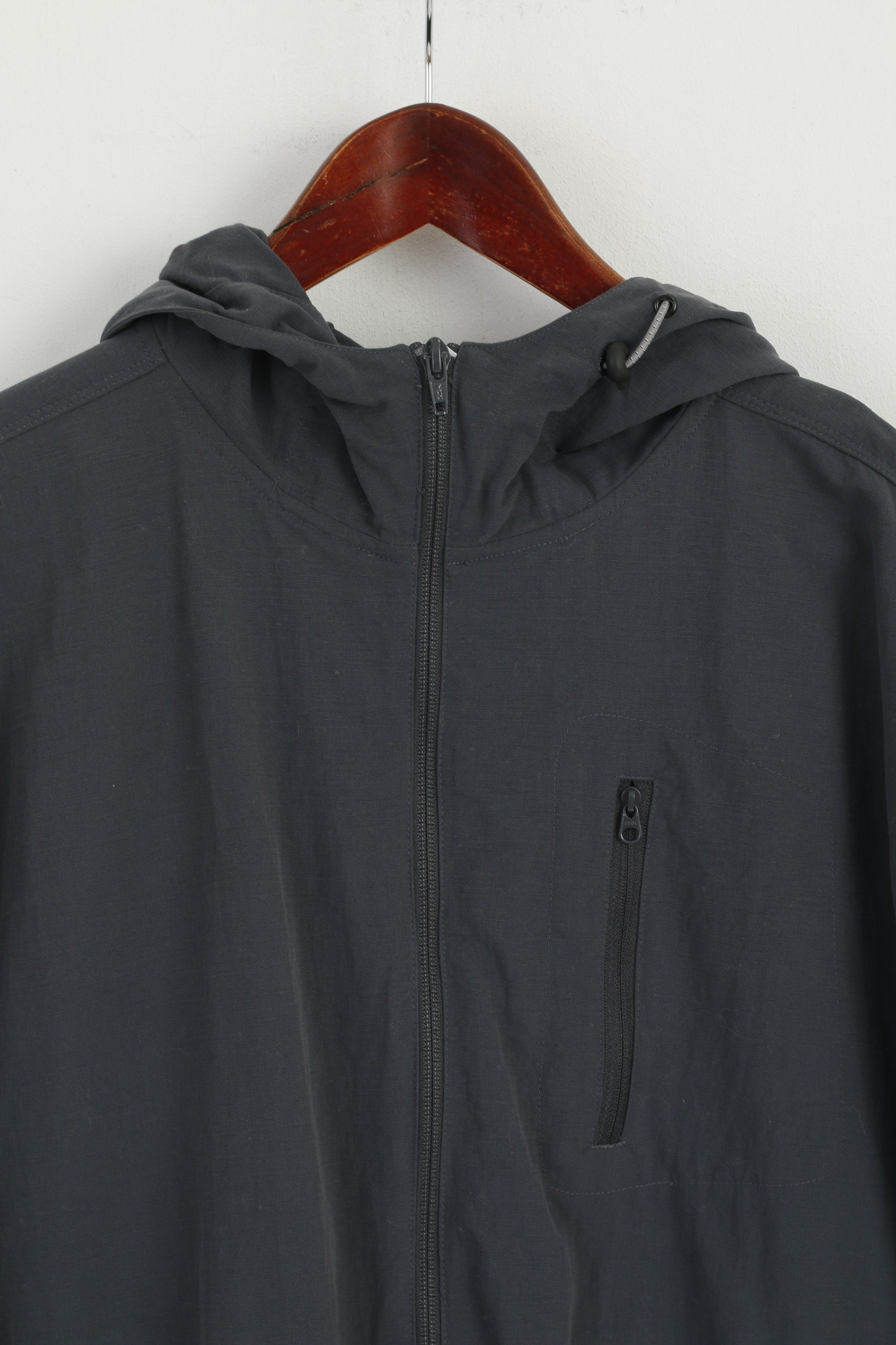 Sprayway Men L Jacket Gray Lightweight Nylon Waterproof Hooded Casual Top