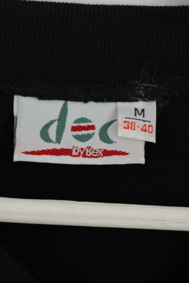 Doc By Bex Womens M 38/40 Sweatshirt Black Cotton retro Shoulder Padc Top