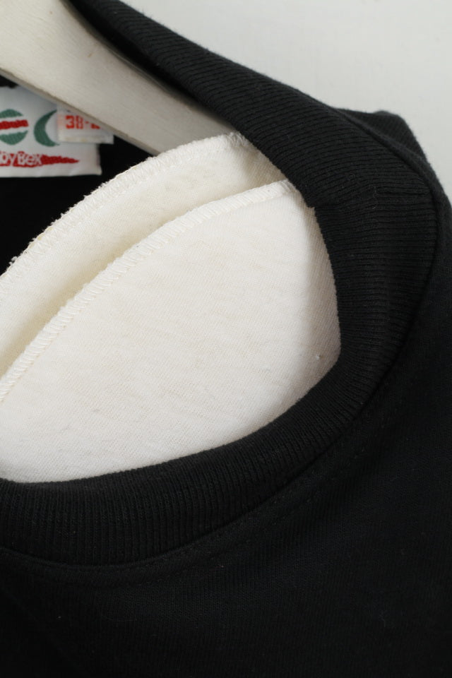 Doc By Bex Womens M 38/40 Sweatshirt Black Cotton retro Shoulder Padc Top