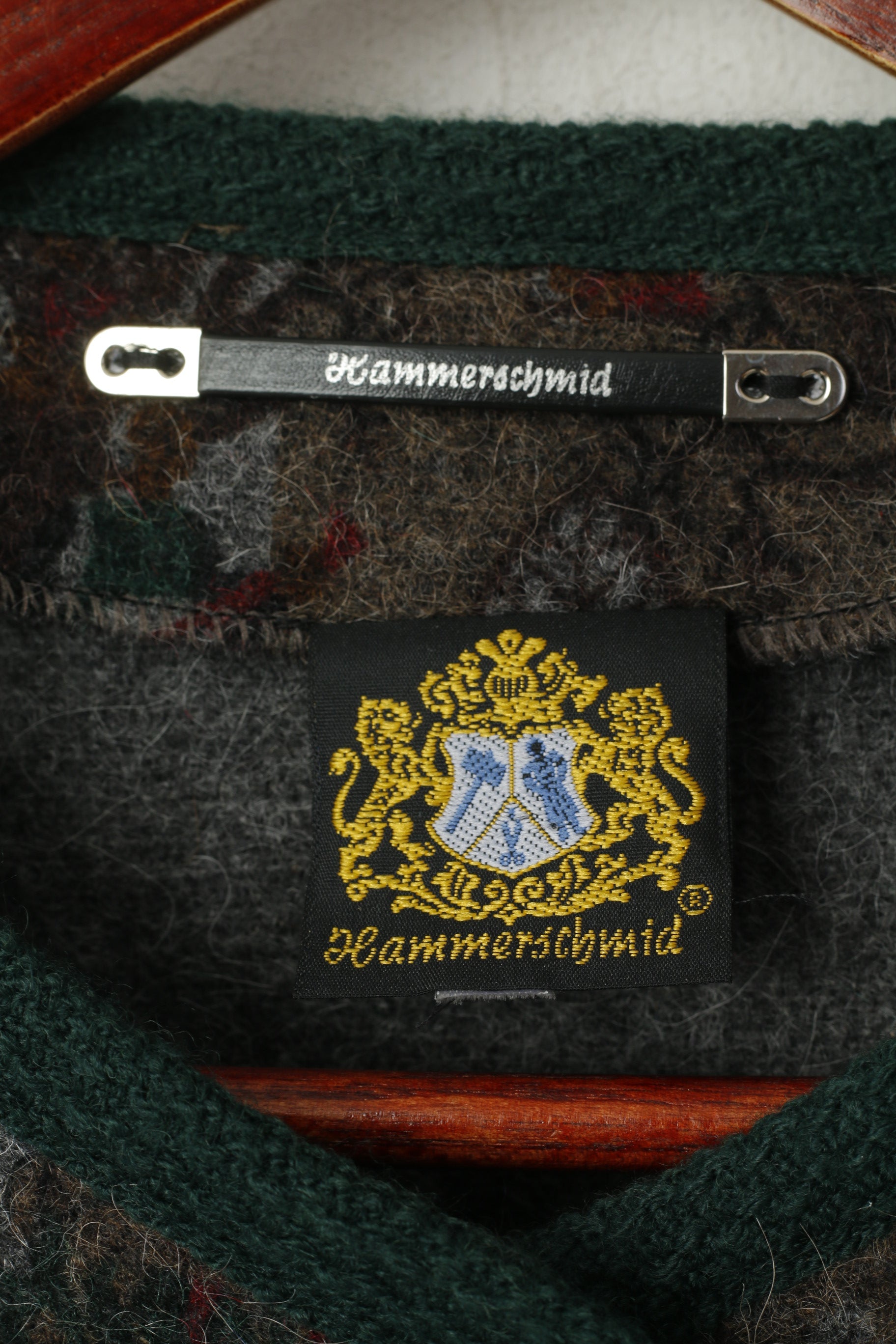 Hammershmid Femmes M Cardigan Vert Pure Laine Folk Imprimé Pull Classique