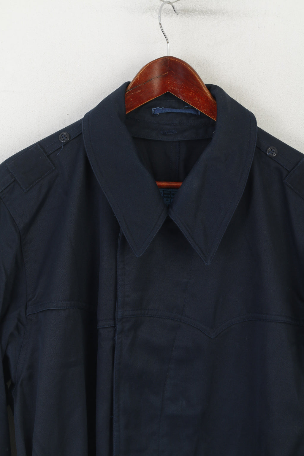 Vintage Men L 184 Coat Navy Cotton Military Croatian Belted Maribor 1979 Trench