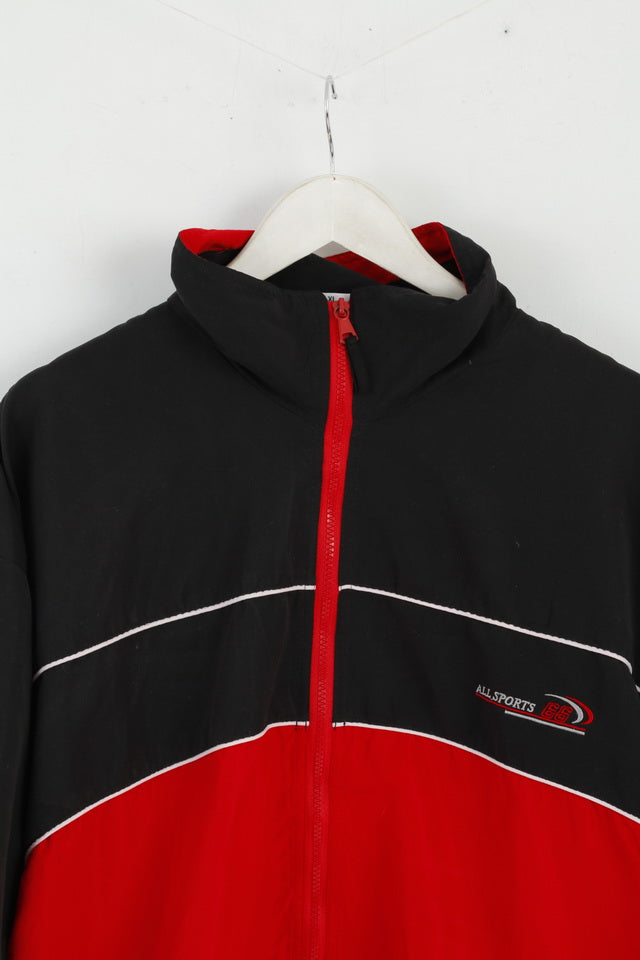 Shamp Mens XL Jacket Black Red All Sports Activewear Bomber Zip Up Top