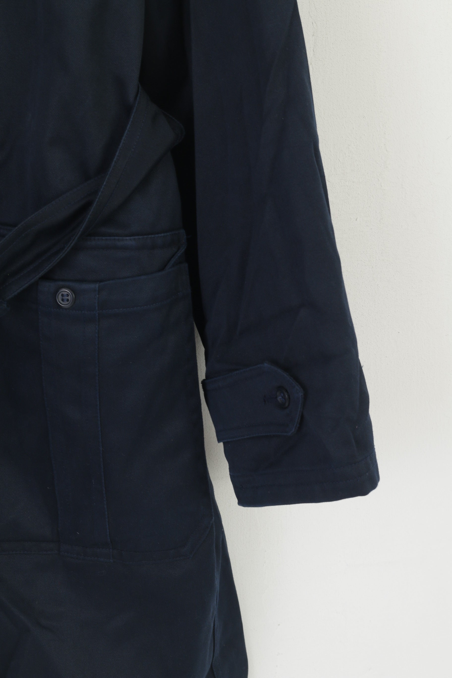 Vintage Men L 184 Coat Navy Cotton Military Croatian Belted Maribor 1979 Trench