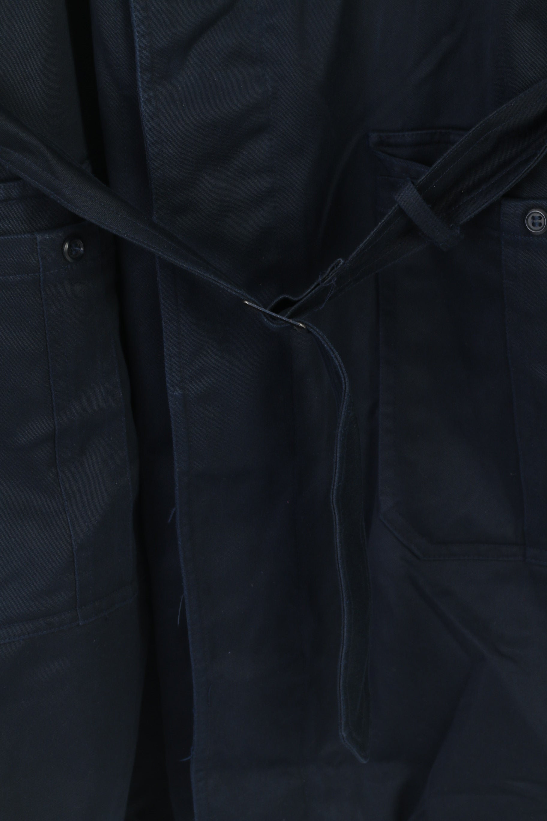 Vintage Men L 184 Coat Navy Cotton Military Croatian Belted Maribor 1979 Trench