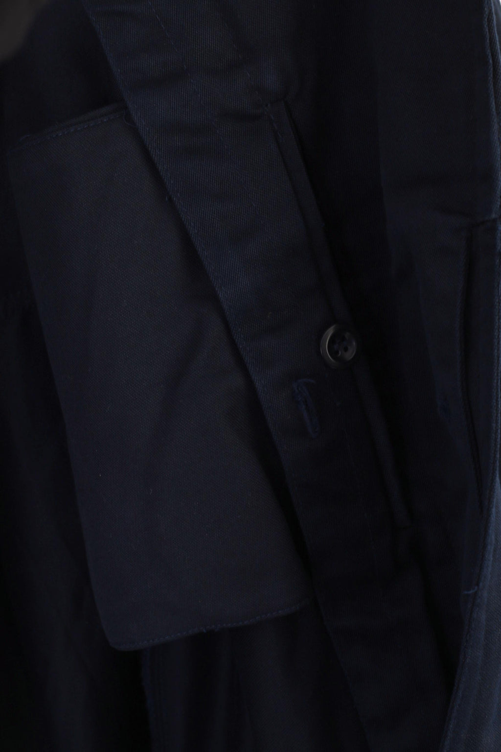 Vintage Men L 184 Coat Navy Cotton Military Croatian Belted Maribor 1979 Trench