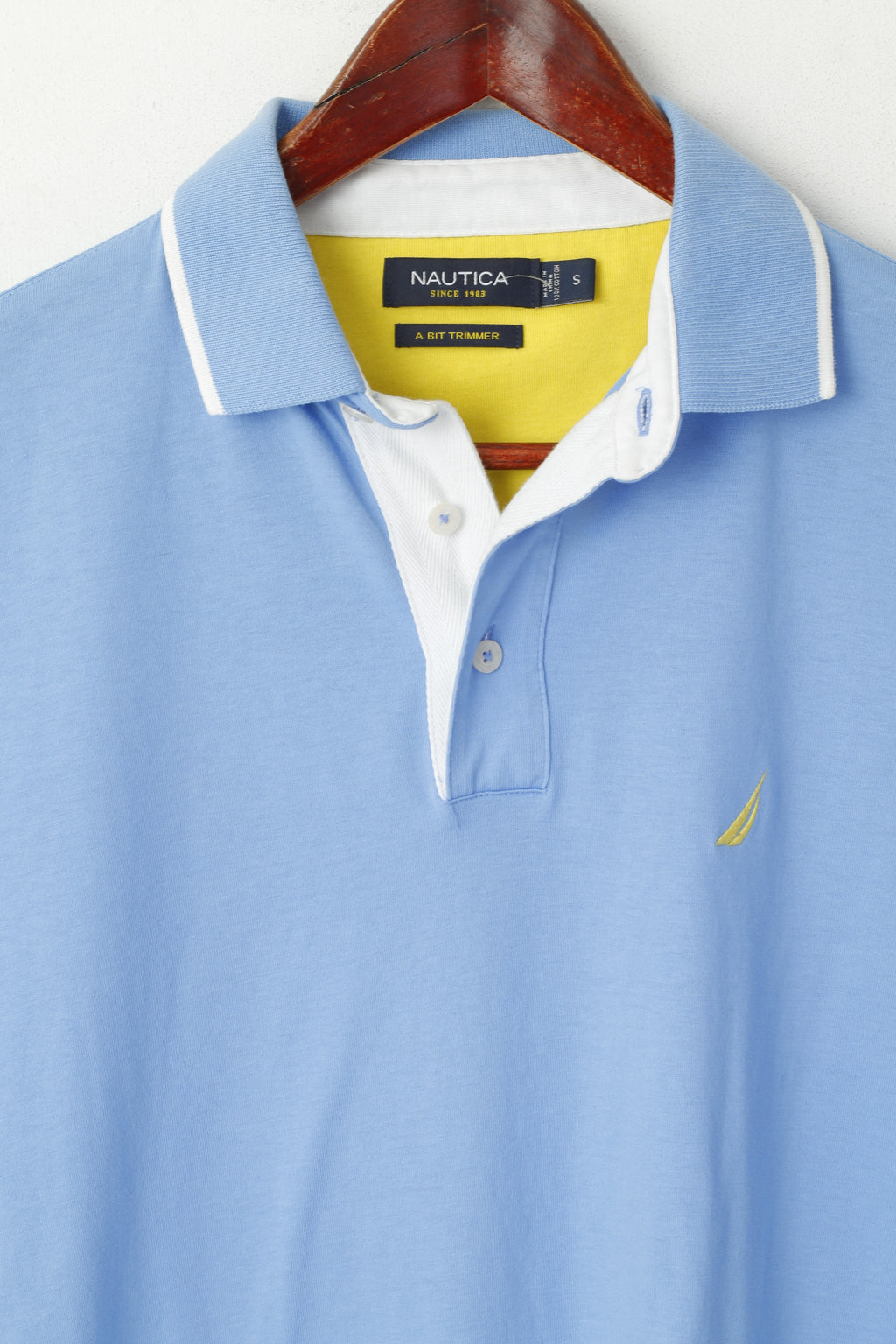 Nautica Men S Polo Shirt Blue Cotton Detailed Buttons Stretch Plain Fit Top