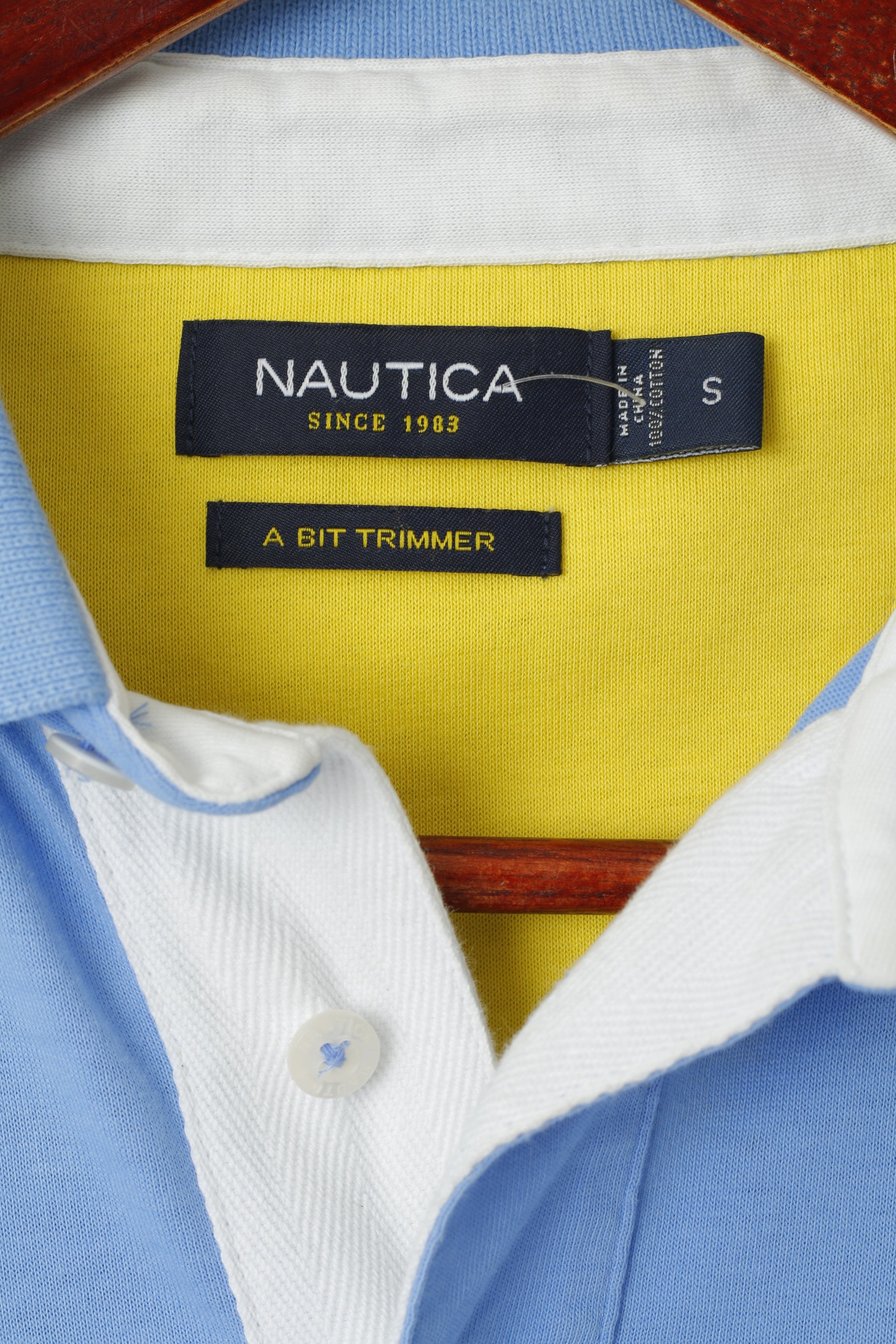 Nautica Men S Polo Shirt Blue Cotton Detailed Buttons Stretch Plain Fit Top