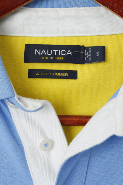 Polo Nautica da uomo in cotone blu con bottoni dettagliati, vestibilità liscia e vestibilità normale