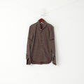 Diesel Men L (M) Casual Shirt Brown Cotton Tiny Snowflake Pattern Long Sleeve Top