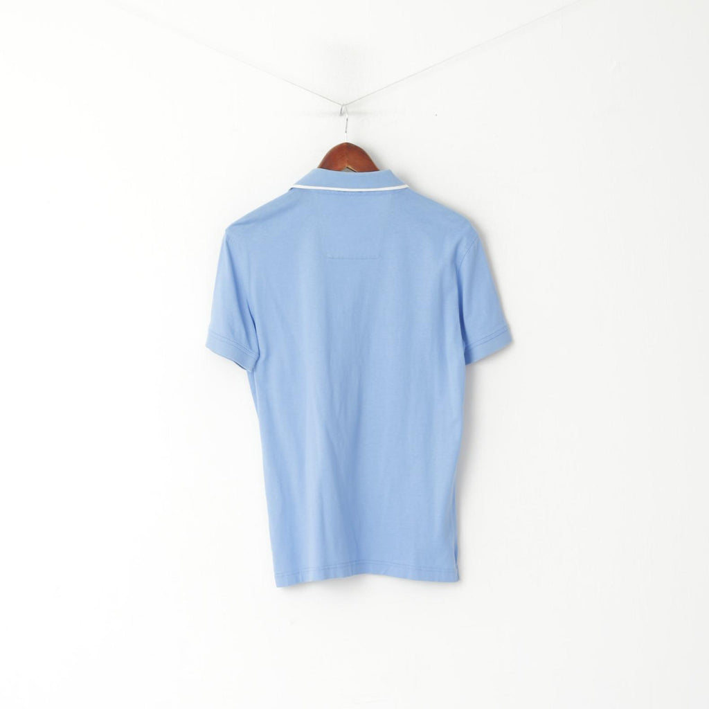 Nautica Men S Polo Shirt Blue Cotton Detailed Buttons Stretch Plain Fit Top