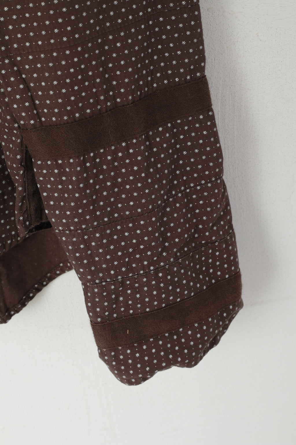 Diesel Men L (M) Casual Shirt Brown Cotton Tiny Snowflake Pattern Long Sleeve Top