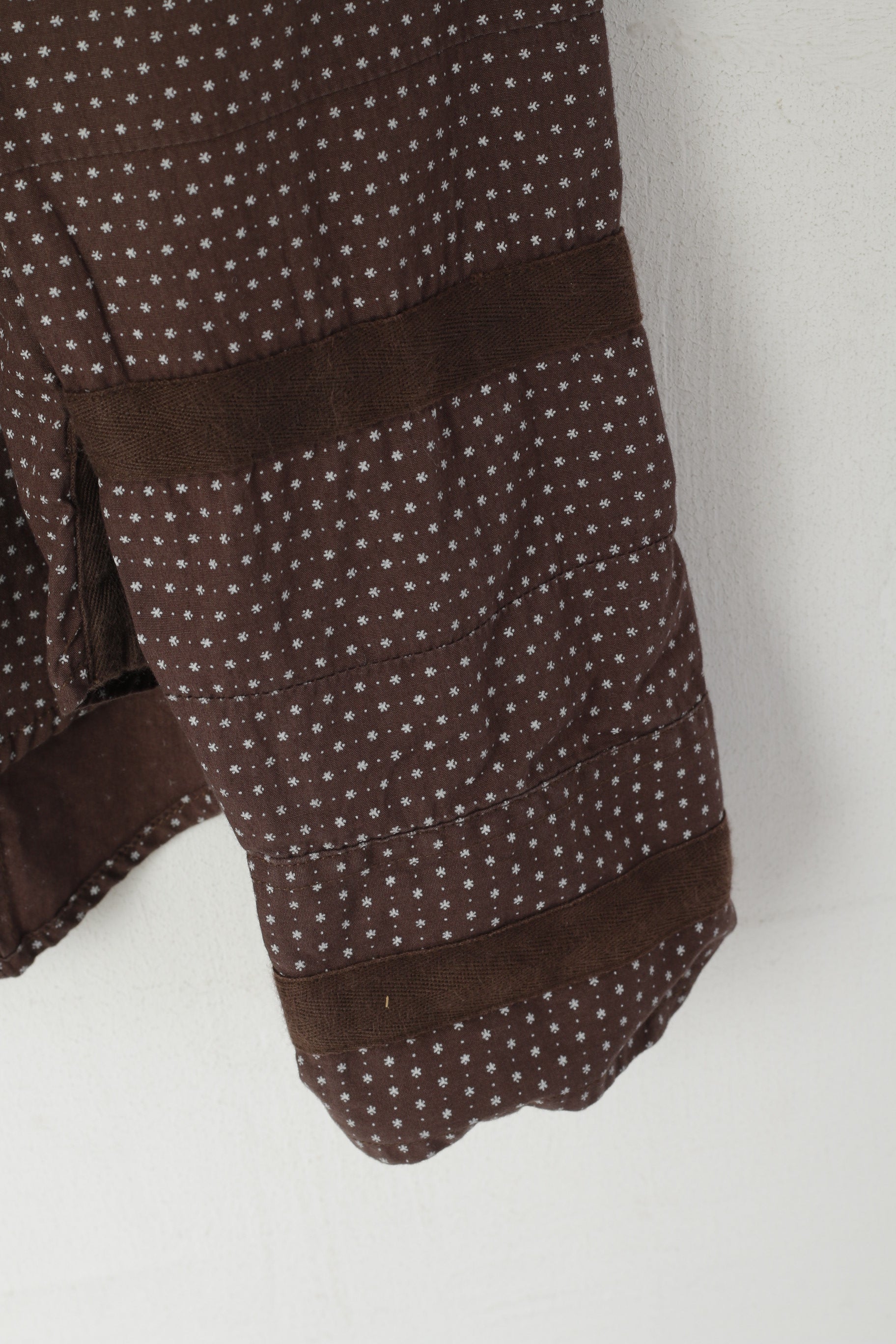 Diesel Men L (M) Casual Shirt Brown Cotton Tiny Snowflake Pattern Long Sleeve Top