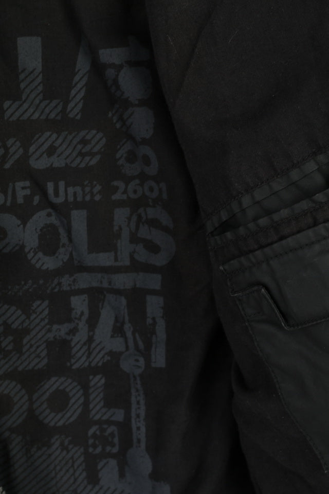 Tom Tompson Womens M Jacket Black Biker Sporting Full Zipper Was Cotton Top