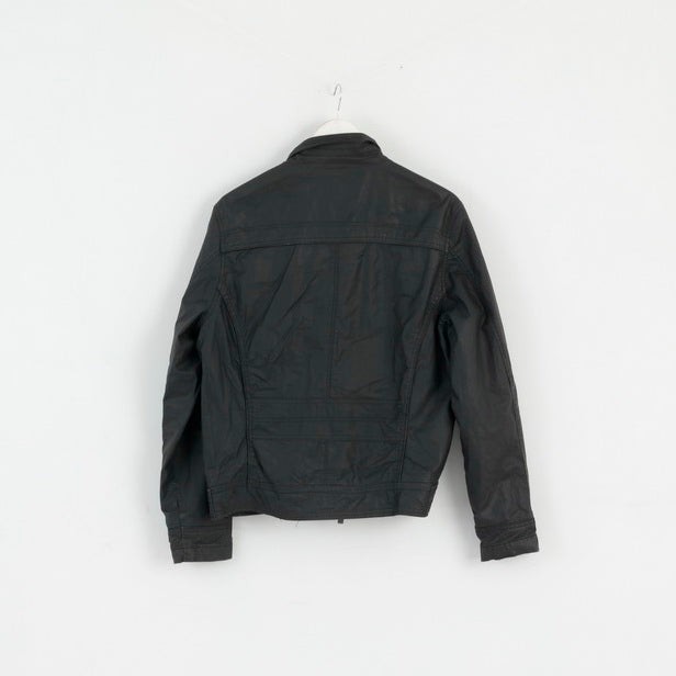 Tom Tompson Womens M Jacket Black Biker Sporting Full Zipper Was Cotton Top