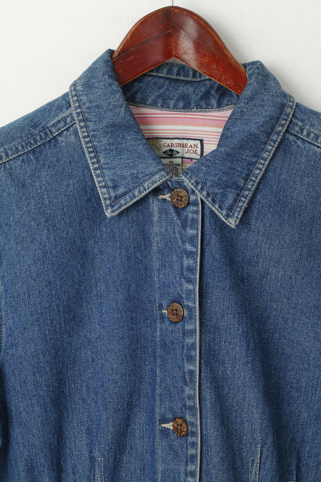 Caribbean Joe Donna M Giacca di jeans Blu Tasca in cotone con bottoni Frontale Jeans Top