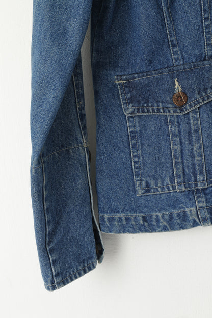 Caribbean Joe Veste en jean pour femme avec poches en coton bleu et boutons sur le devant
