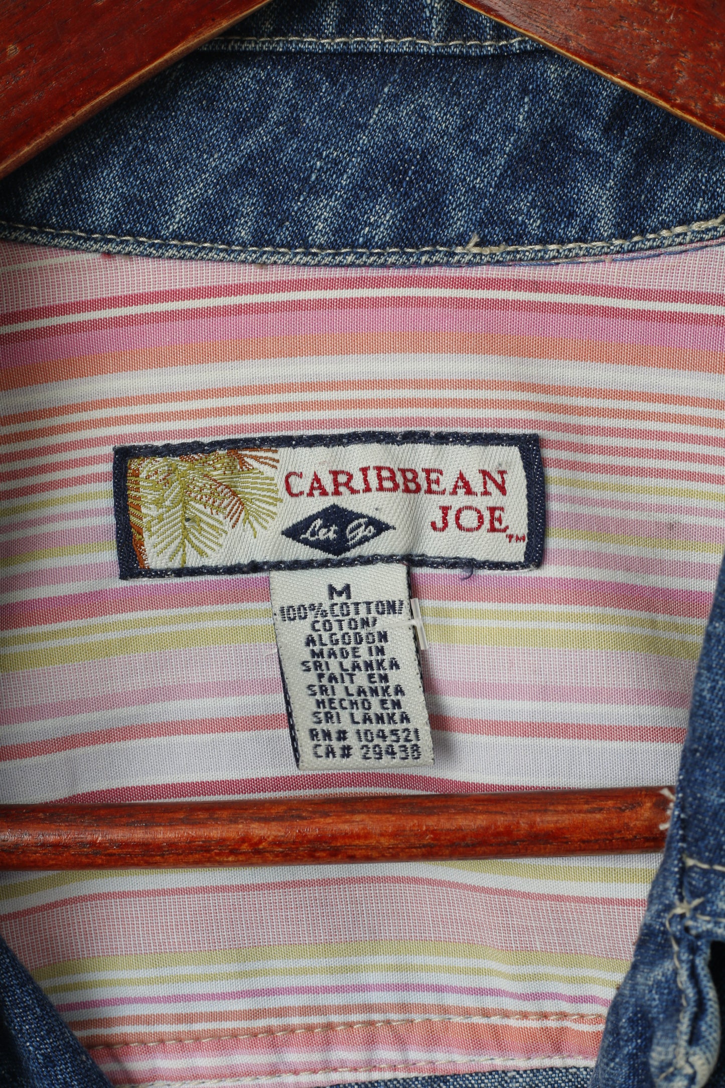 Caribbean Joe Women M Denim Jacket Blue Cotton Pocket Buttons Front Jeans Top