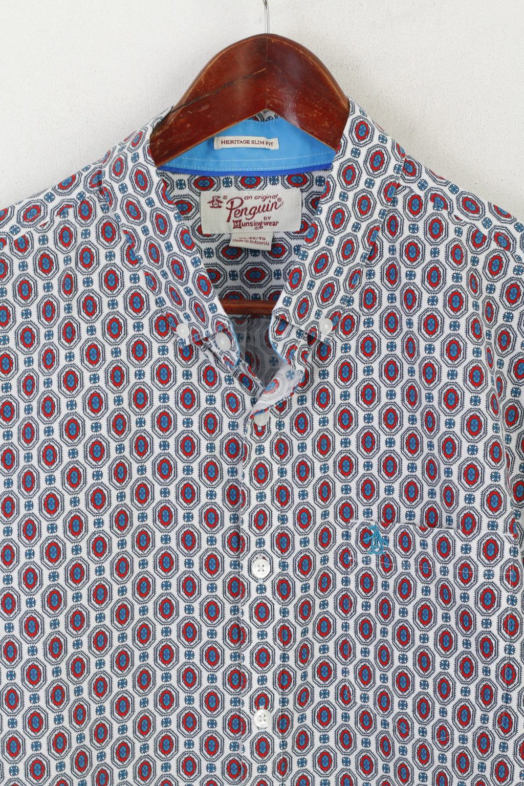 Original Penguin Chemise décontractée XL pour homme en coton imprimé blanc à manches courtes avec poche