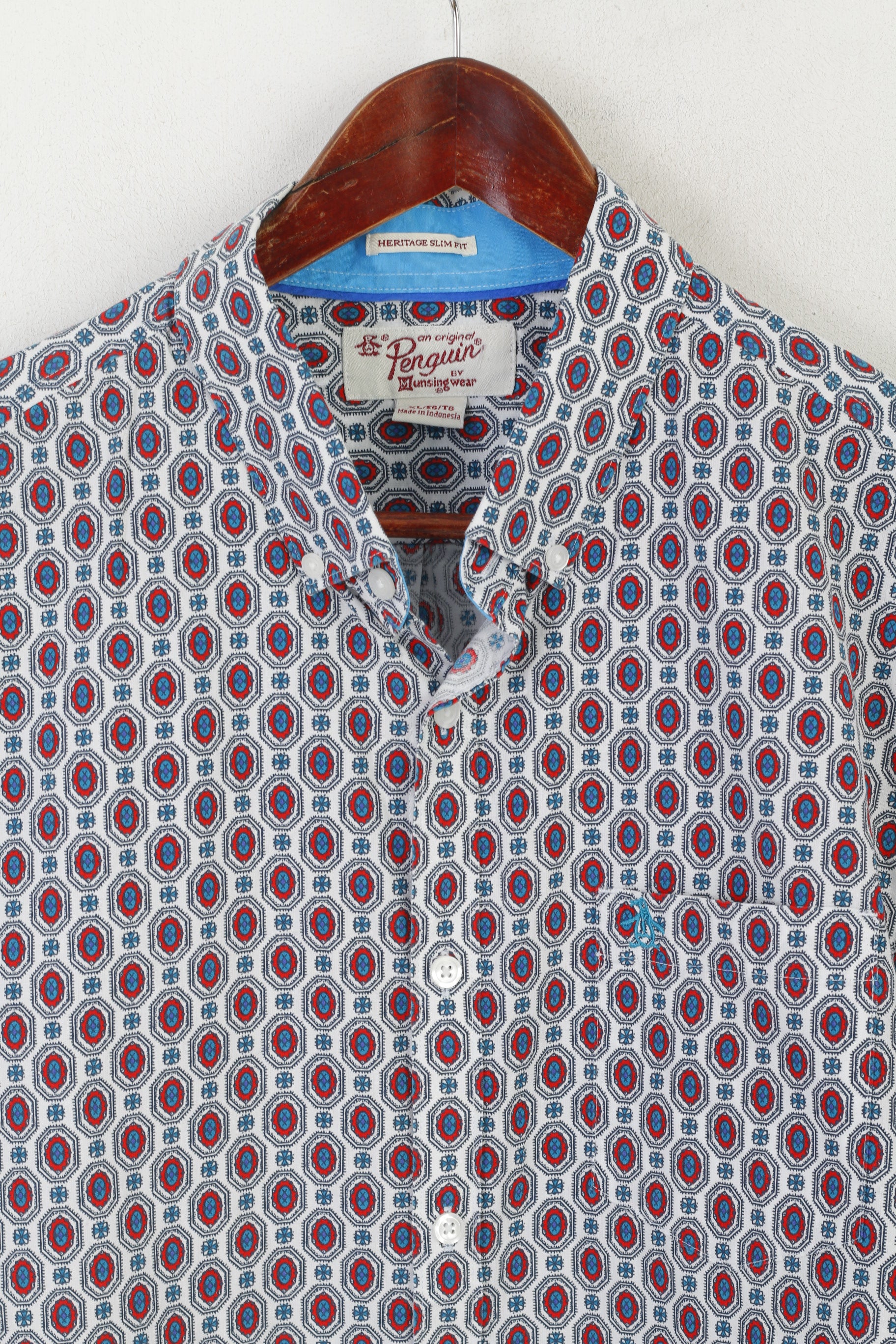 Original Penguin Chemise décontractée XL pour homme en coton imprimé blanc à manches courtes avec poche