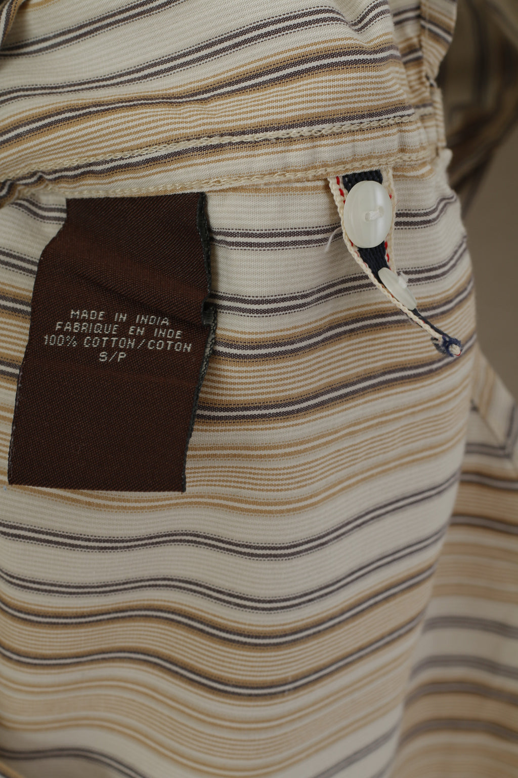 Guess Men S Casual Shirt Beige Striped Cotton Long Sleeve Cufflinks Top