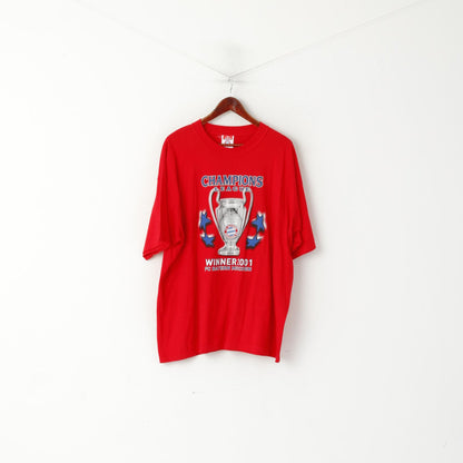 FC Bayern Munchen EV Men XXL T-Shirt Red Cotton Champion League 2001 Top