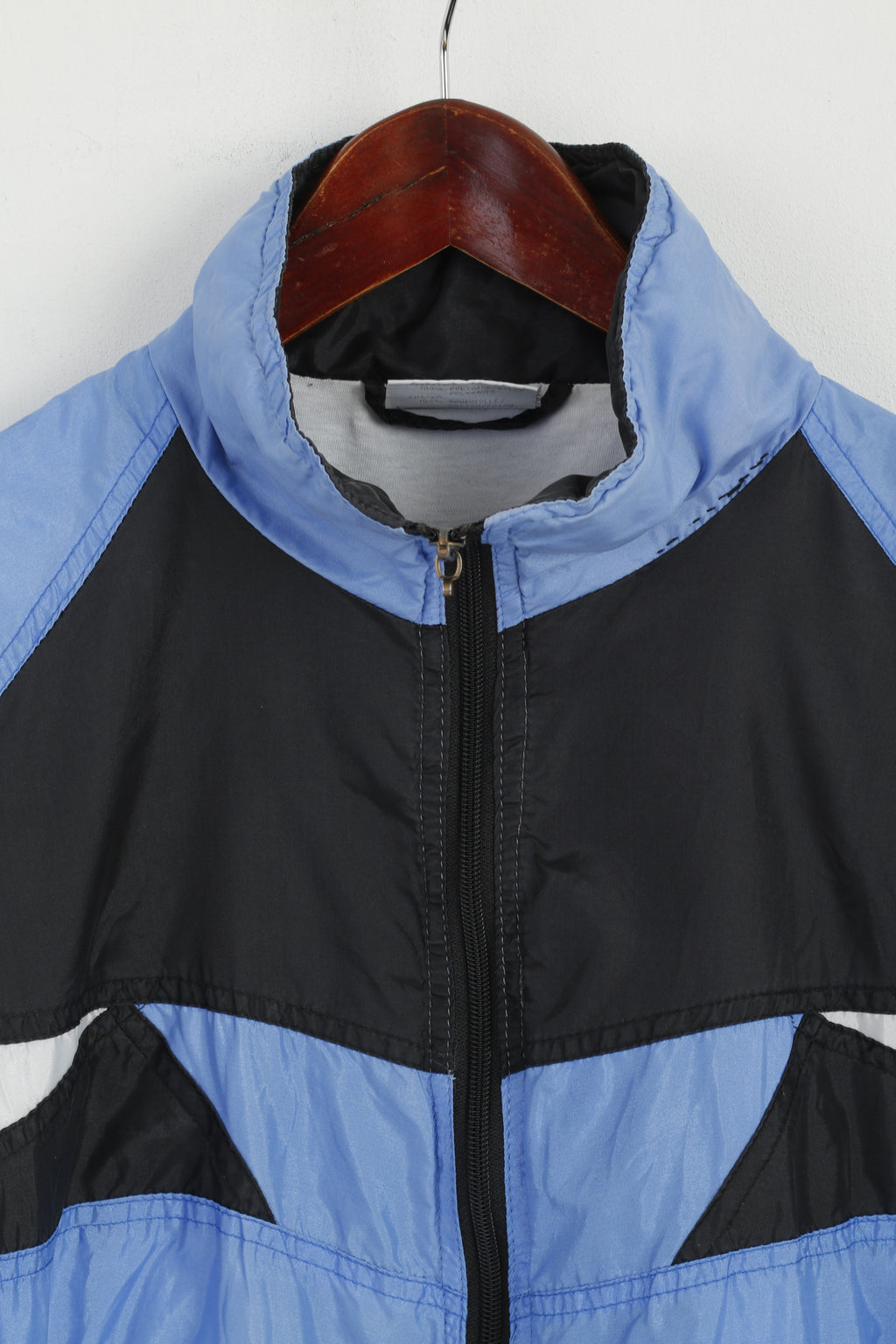 Alex Athletics Men 007 M Jacket Blue Shiny Nylon Full Zipper Activewear Bomber Top