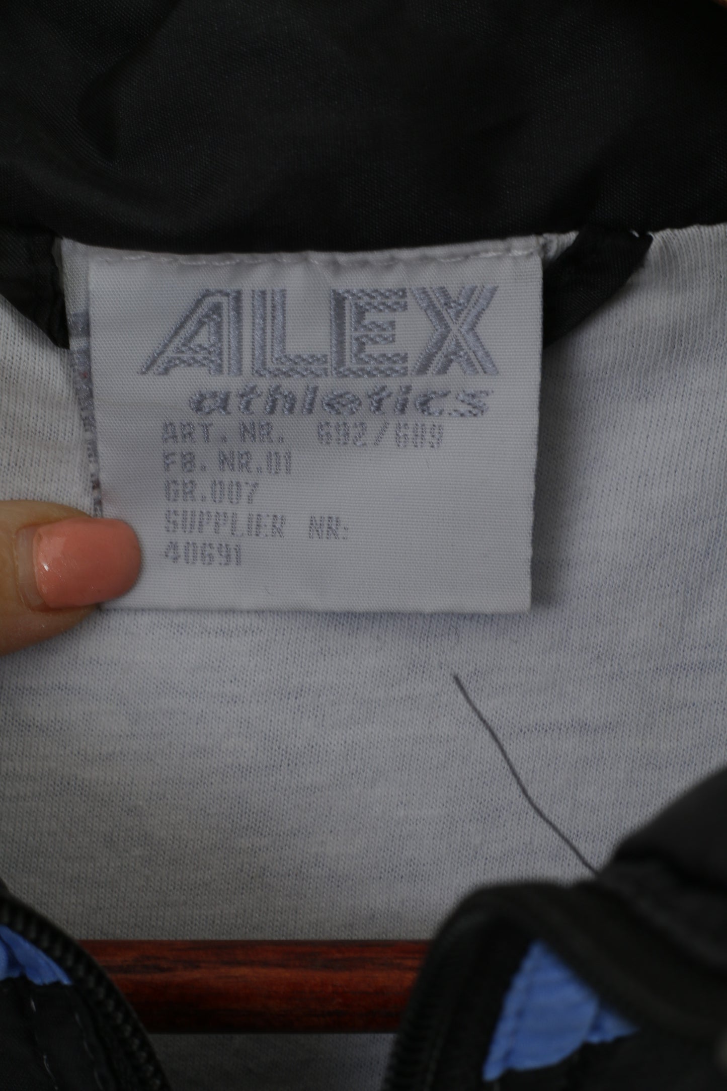 Alex Athletics Men 007 M Jacket Blue Shiny Nylon Full Zipper Activewear Bomber Top