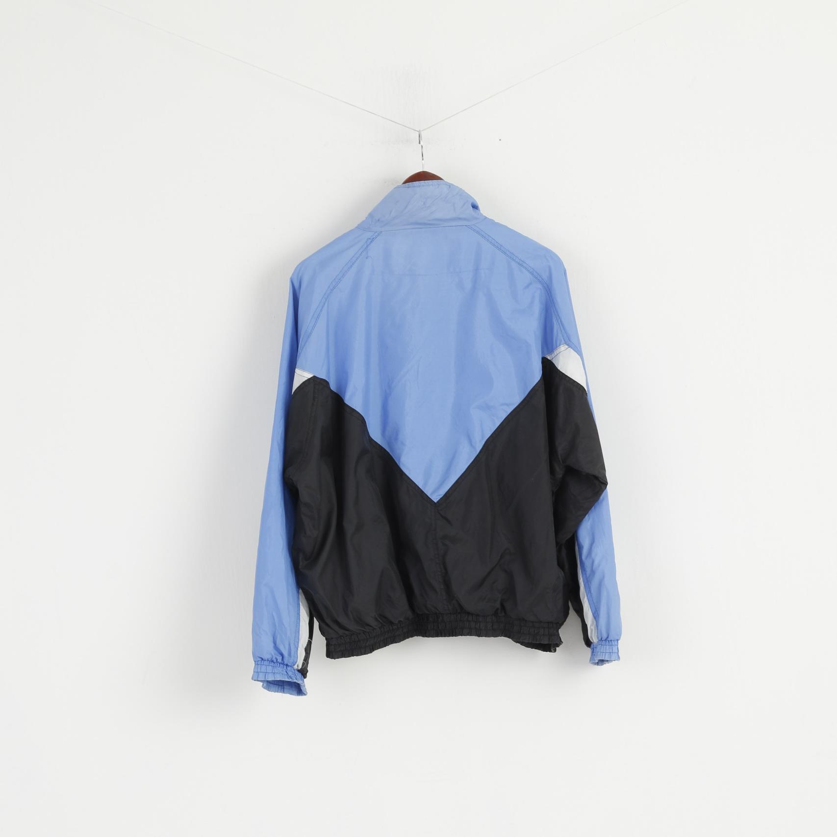 Alex Athletics Men 007 M Jacket Blue Shiny Nylon Full Zipper Activewear Bomber Top